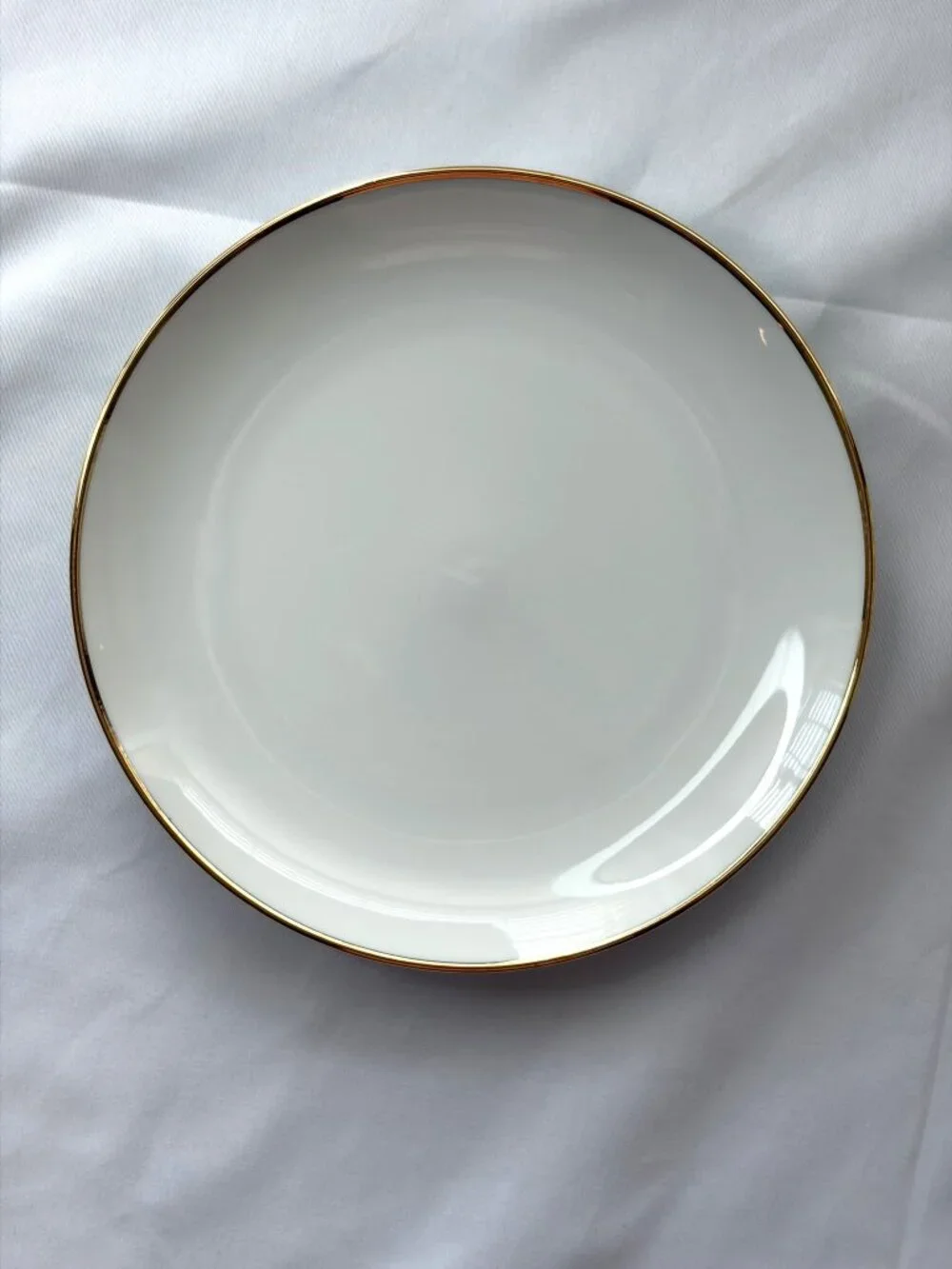 Set of 4 White Porcelain Saucers with Gold Rim 6.25” Cottagecore MCM Minimalist